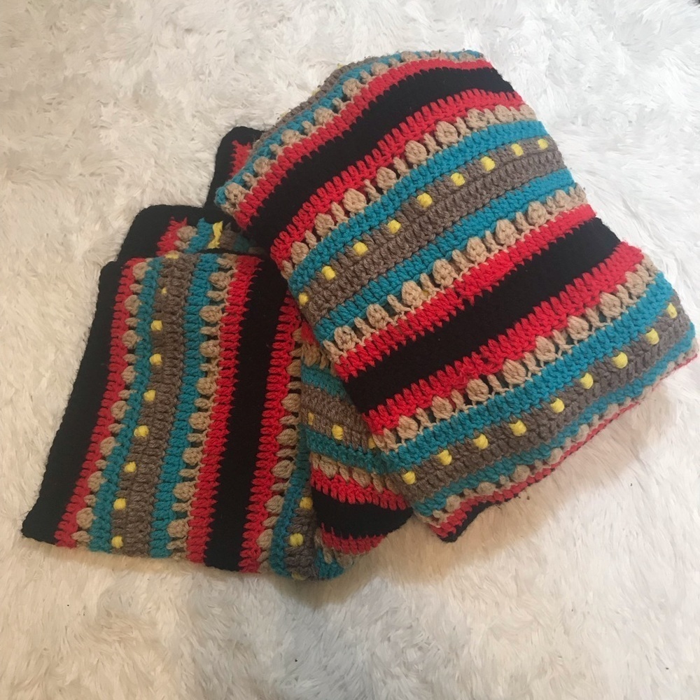 Handmade Vintage Antique Crotchet One-of-a-kind Multi-colored Throw